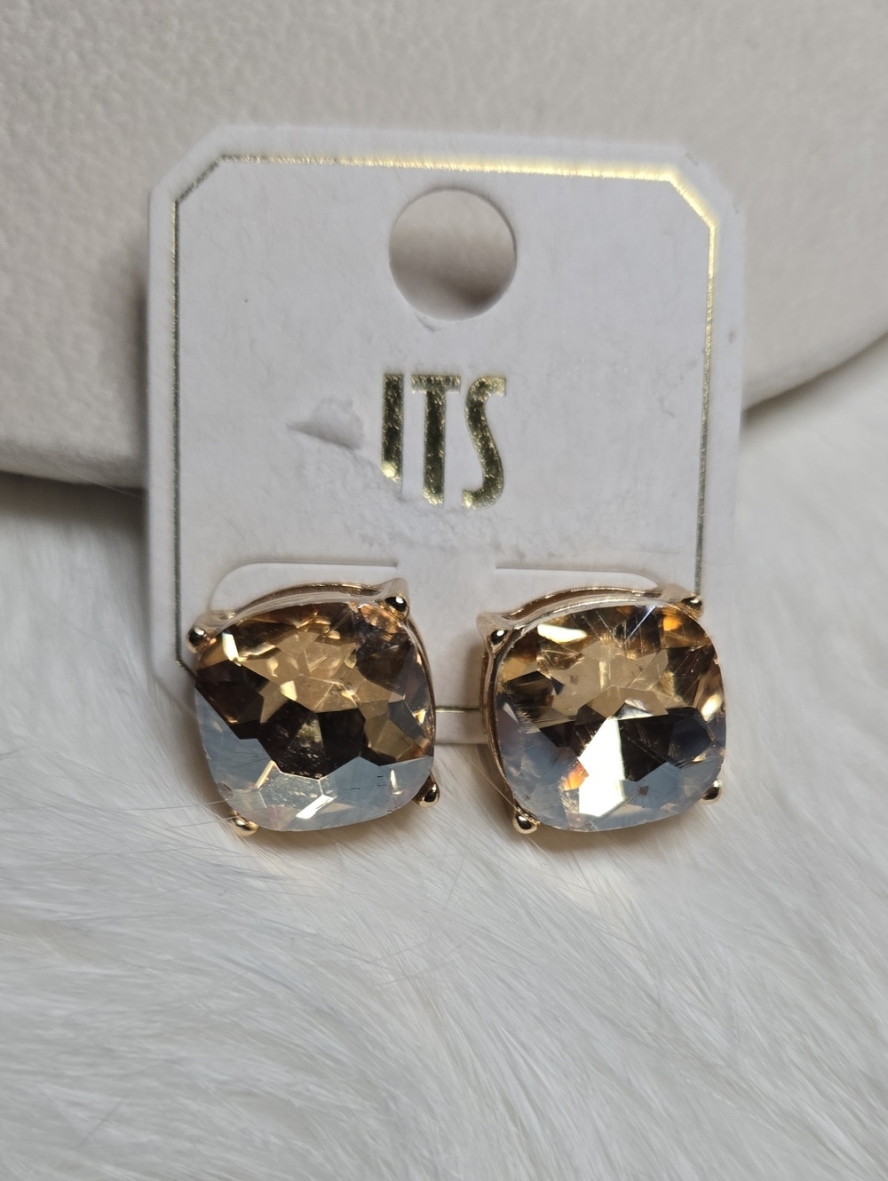 Its Yellow Faceted Round Stud Earrings